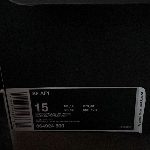 “Court purple” SF AF1 Nike size 15 - Picture 8 of 9